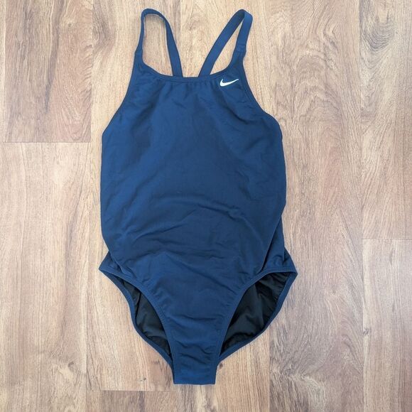 Nike HydraStrong Solid Fastback One Piece Swimsuit Navy Size 14 - Picture 7 of 7